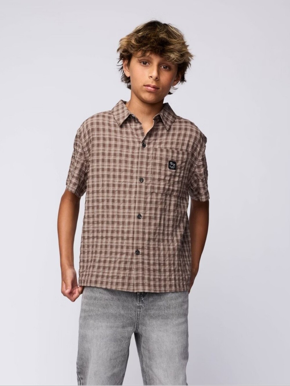 Pacsun Kids Boys' Button-Up Shirt - Brown Plaid